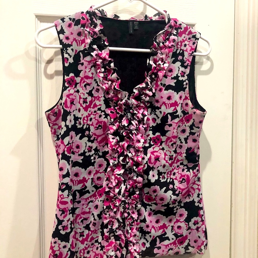 Madison Sleeveless Too Pink & Black Petite Medium